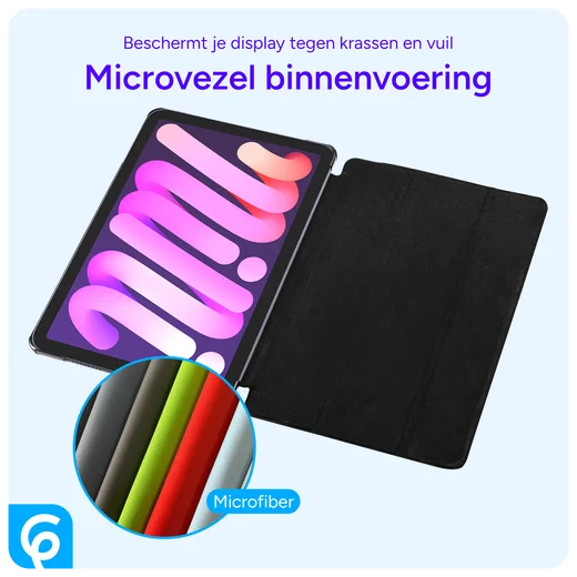Samsung Tab S10 Ultra / S9 Ultra Hoes Luxe Tri-Fold Book Case Kunst Leer Zwart afbeelding 3