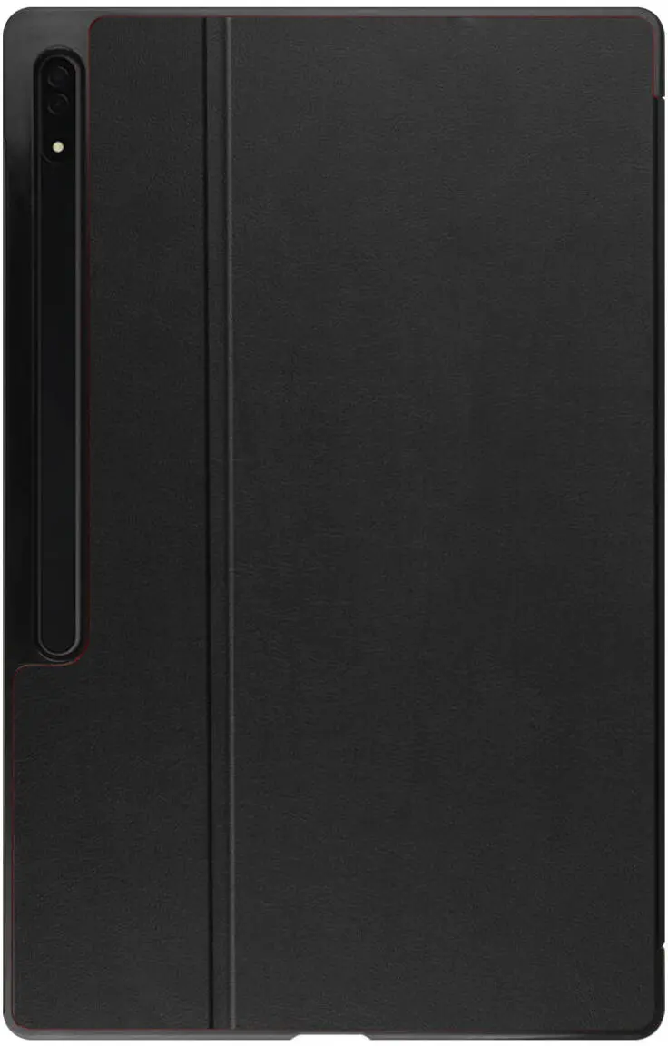 Samsung Tab S10 Ultra / S9 Ultra Hoes Luxe Tri-Fold Book Case Kunst Leer Zwart afbeelding 8