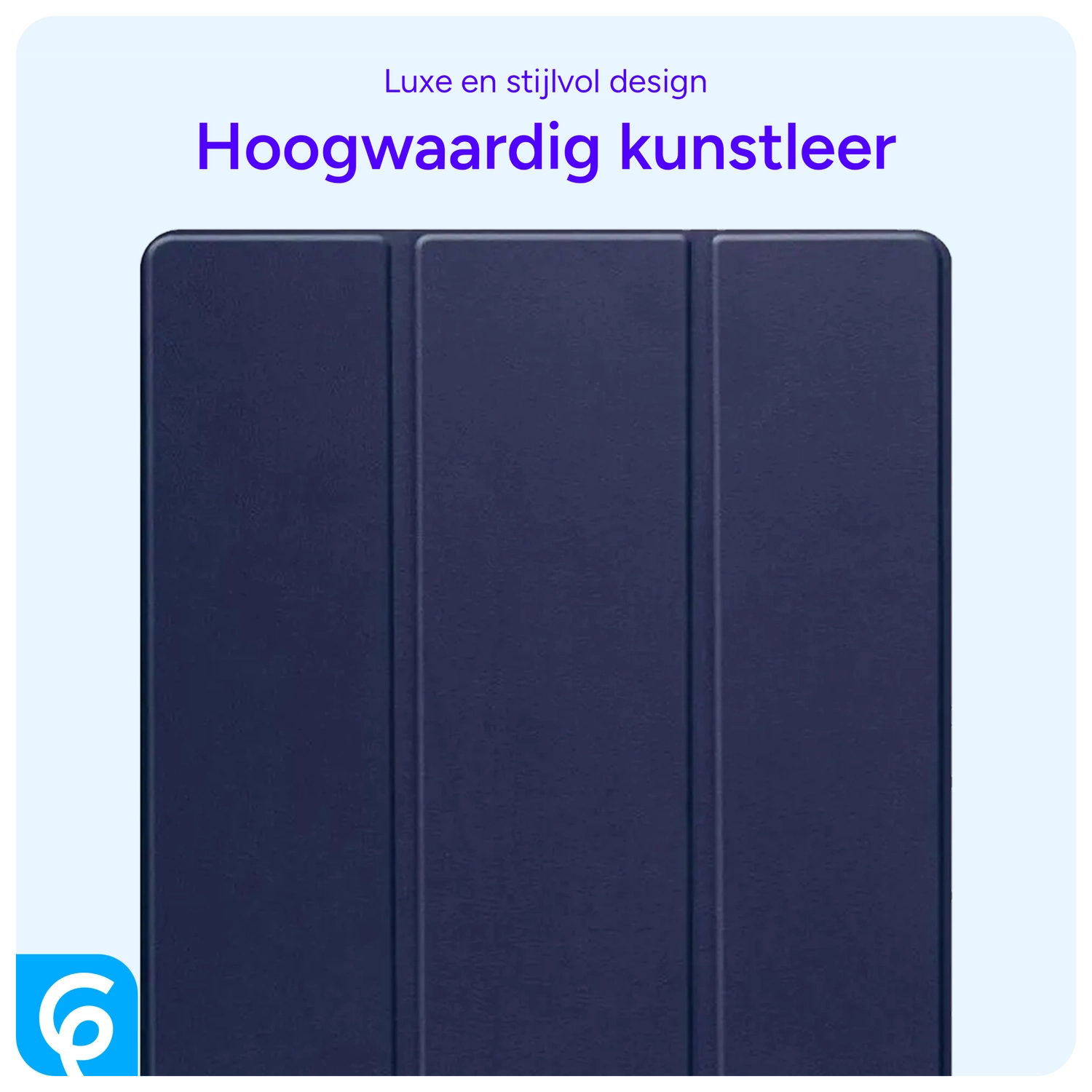 Samsung Tab S10 Ultra / S9 Ultra Hoes Luxe Tri-Fold Book Case Kunst Leer Blauw afbeelding 7