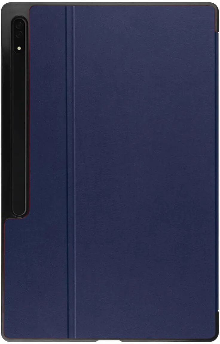 Samsung Tab S10 Ultra / S9 Ultra Hoes Luxe Tri-Fold Book Case Kunst Leer Blauw afbeelding 9