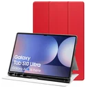 Samsung Tab S10 Ultra / S9 Ultra Hoes Luxe Tri-Fold Book Case Kunst Leer Rood