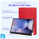 Samsung Tab S10 Ultra / S9 Ultra Hoes Luxe Tri-Fold Book Case Kunst Leer Rood afbeelding 4
