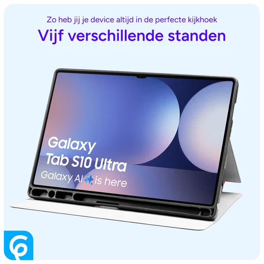 Samsung Tab S10 Ultra / S9 Ultra Hoes Luxe Tri-Fold Book Case Kunst Leer Rood afbeelding 7