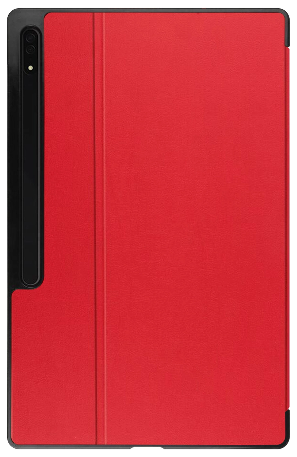 Samsung Tab S10 Ultra / S9 Ultra Hoes Luxe Tri-Fold Book Case Kunst Leer Rood afbeelding 8