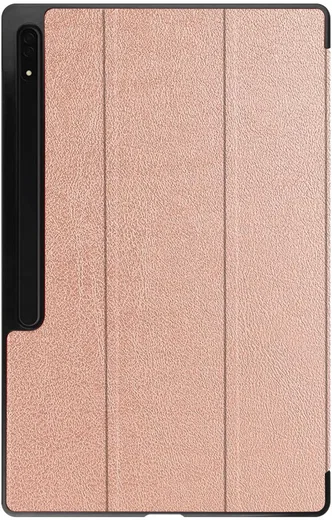 Samsung Tab S10 Ultra / S9 Ultra Hoes Luxe Tri-Fold Book Case Kunst Leer Roze afbeelding 8