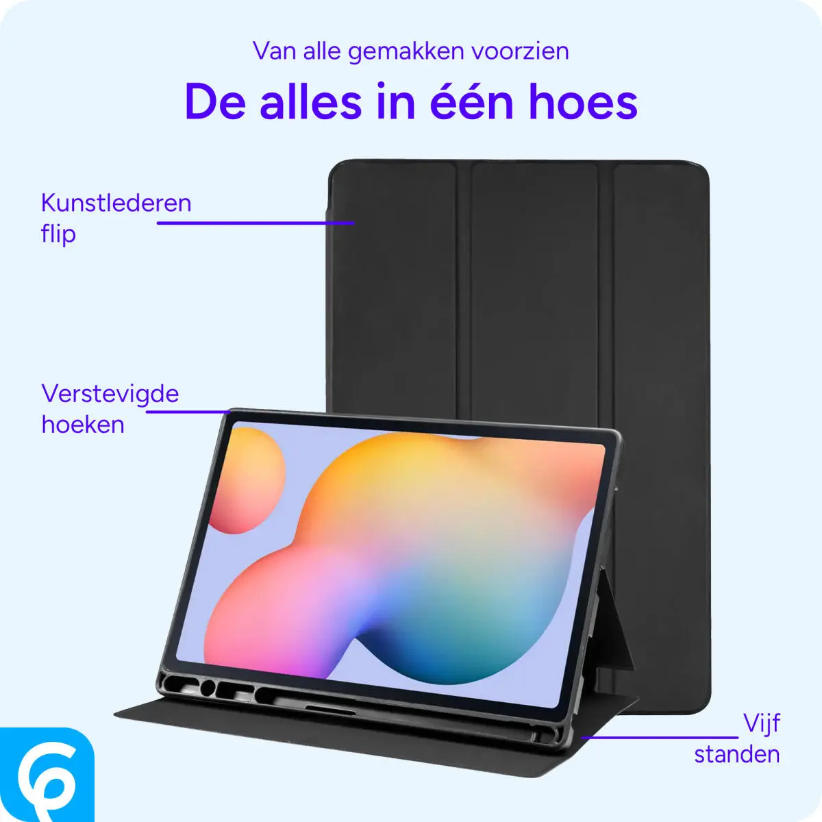 Samsung Galaxy Tab S6 Lite Hoes Luxe Tri-Fold Book Case Kunst Leer Zwart afbeelding 5
