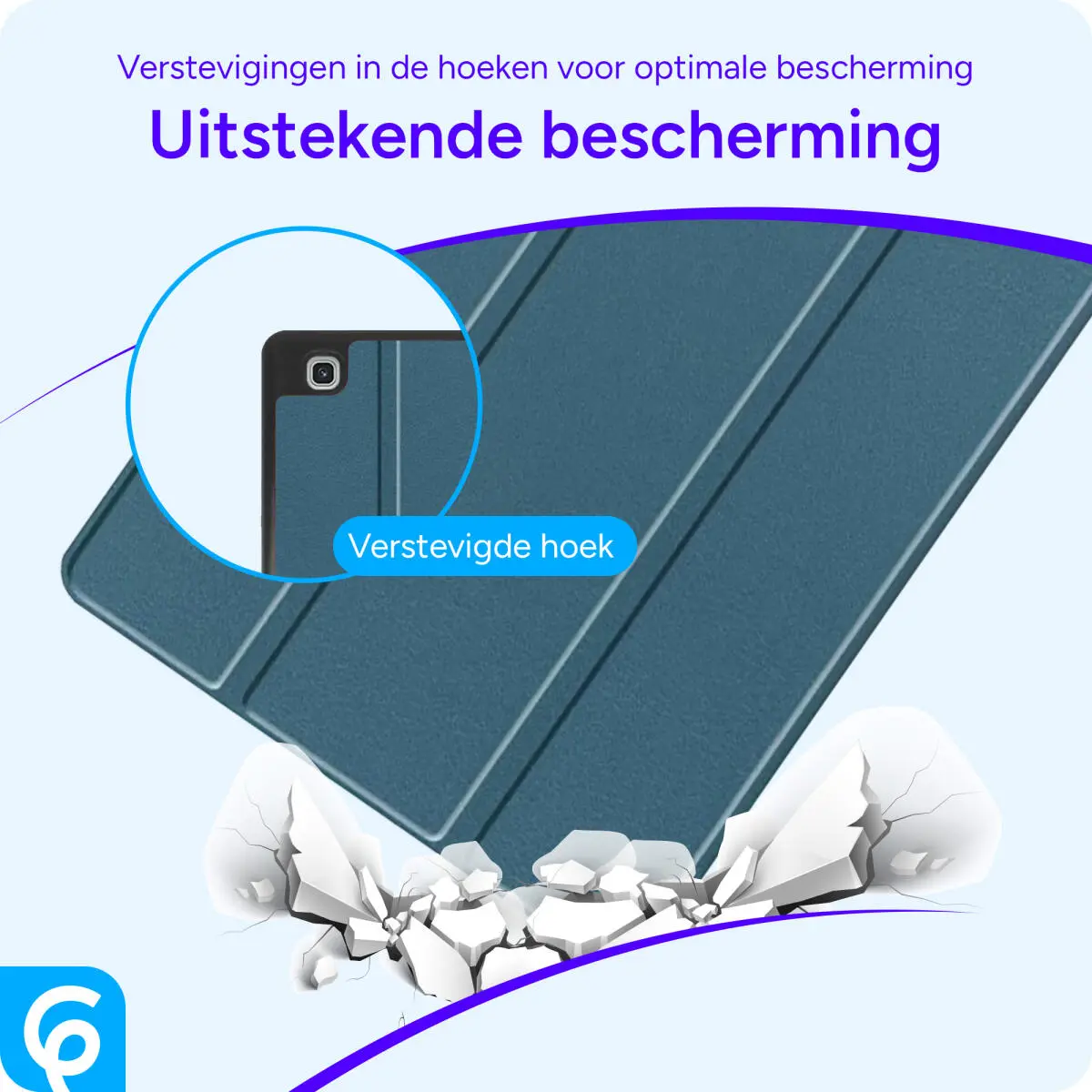 Samsung Galaxy Tab S6 Lite Hoes Luxe Tri-Fold Book Case Kunst Leer Blauw afbeelding 2