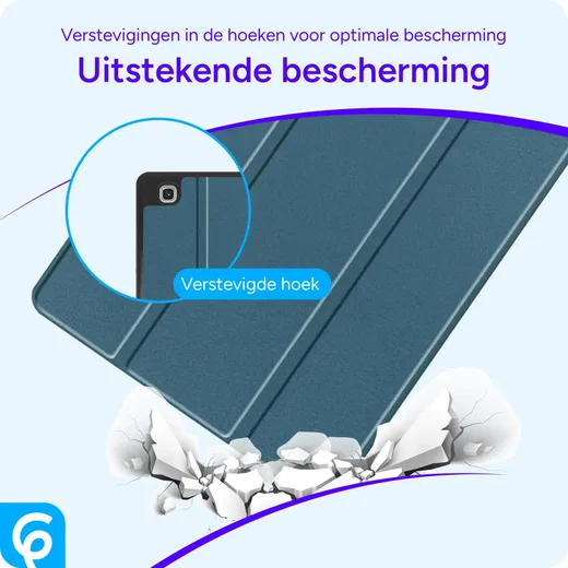 Samsung Galaxy Tab S6 Lite Hoes Luxe Tri-Fold Book Case Kunst Leer Blauw afbeelding 2
