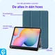 Samsung Galaxy Tab S6 Lite Hoes Luxe Tri-Fold Book Case Kunst Leer Blauw afbeelding 5