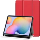 Samsung Galaxy Tab S6 Lite Hoes Luxe Tri-Fold Book Case Kunst Leer Rood