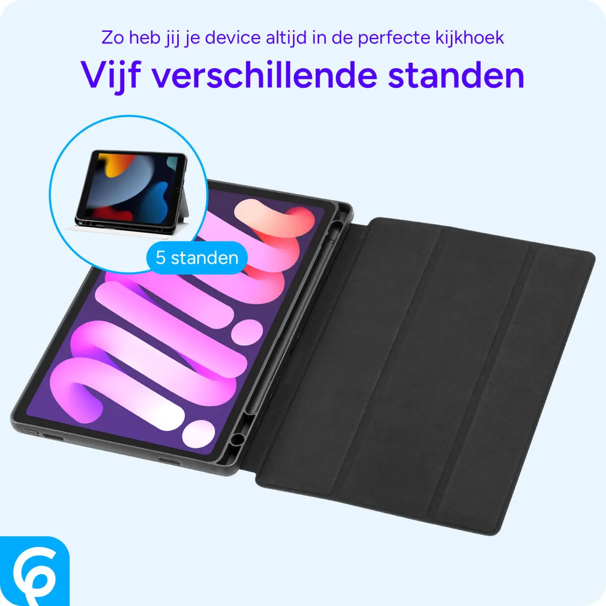 Samsung Galaxy Tab S7 / S8 Hoes Luxe Tri-Fold Book Case Kunst Leer Zwart afbeelding 4