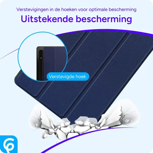 Samsung Galaxy Tab S7 / S8 Hoes Luxe Tri-Fold Book Case Kunst Leer Blauw afbeelding 2