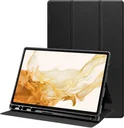 Samsung Galaxy Tab S8+/S7+/S7 FE Hoes Luxe Tri-Fold Book Case Kunst Leer Zwart