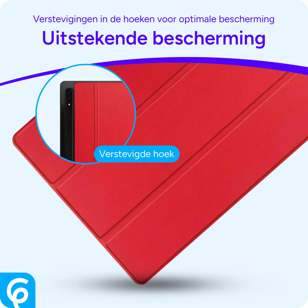 Samsung Galaxy Tab S8+/S7+/S7 FE Hoes Luxe Tri-Fold Book Case Kunst Leer Rood afbeelding 2