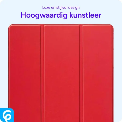 Samsung Galaxy Tab S8+/S7+/S7 FE Hoes Luxe Tri-Fold Book Case Kunst Leer Rood afbeelding 6
