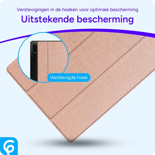 Samsung Galaxy Tab S8+/S7+/S7 FE Hoes Luxe Tri-Fold Book Case Kunst Leer Roze afbeelding 3