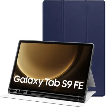 Samsung Tab S10 Lite / S10 FE / S9 (FE) Hoes Tri-Fold Book Case Kunst Leer Blauw