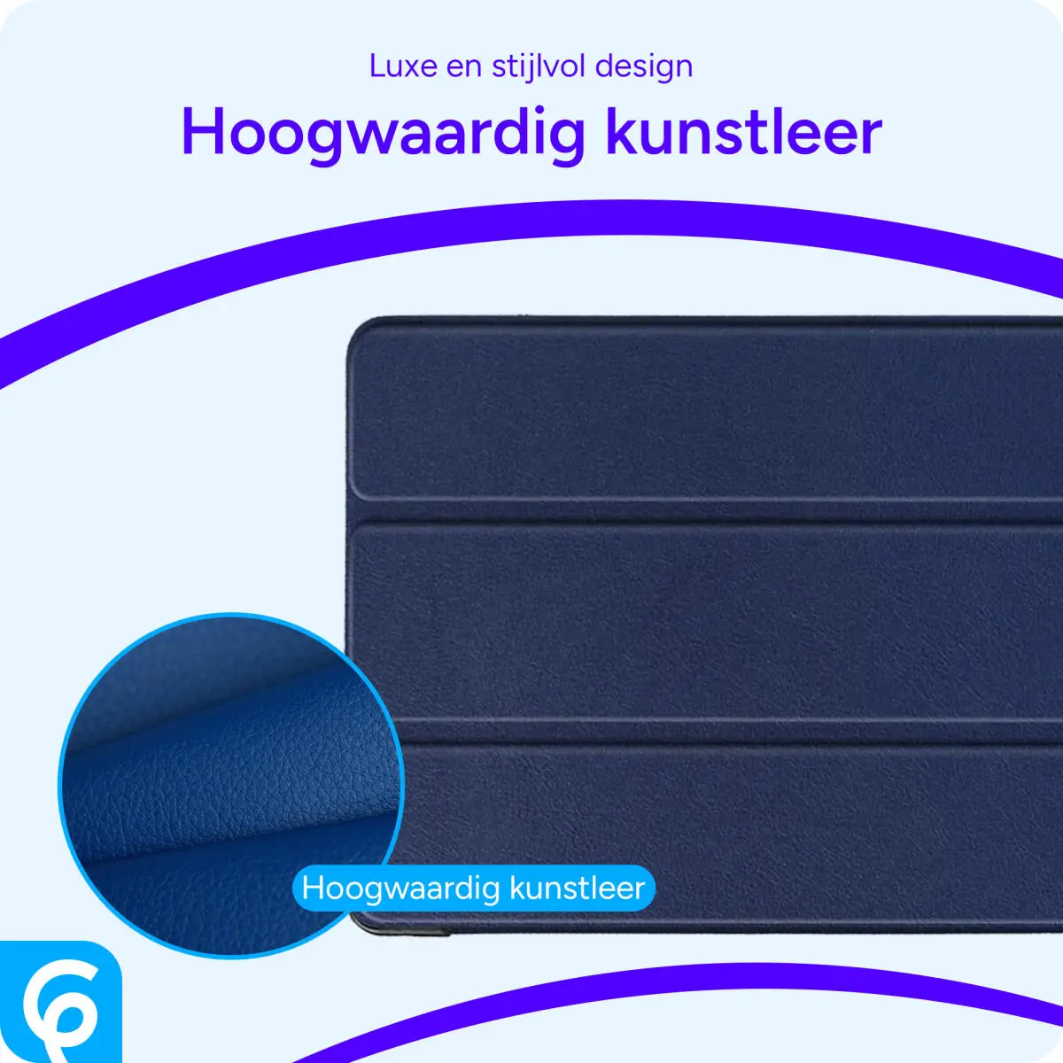 Samsung Tab S10 Lite / S10 FE / S9 (FE) Hoes Tri-Fold Book Case Kunst Leer Blauw afbeelding 7