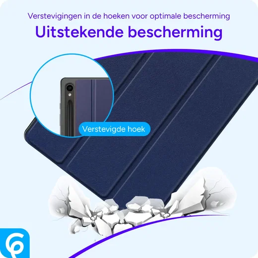 Samsung Tab S10 Lite / S10 FE / S9 (FE) Hoes Tri-Fold Book Case Kunst Leer Blauw afbeelding 2