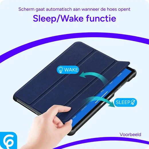 Samsung Tab S10 Lite / S10 FE / S9 (FE) Hoes Tri-Fold Book Case Kunst Leer Blauw afbeelding 3