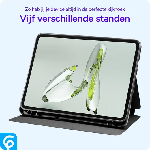 OnePlus Pad Go/Oppo Pad Neo/Air 2 Hoes Luxe Tri-Fold Book Case Kunst Leer Zwart afbeelding 6