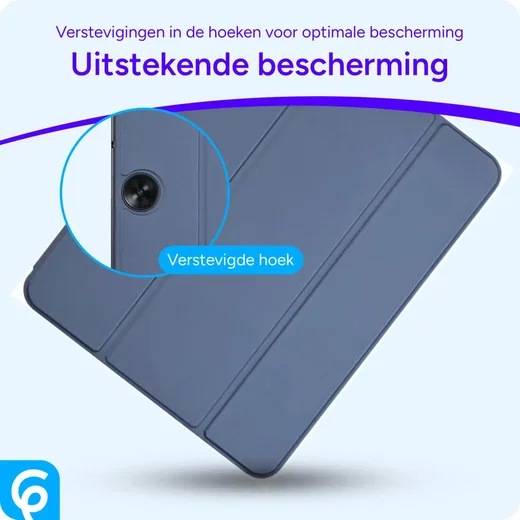 OnePlus Pad Go/Oppo Pad Neo/Air 2 Hoes Luxe Tri-Fold Book Case Kunst Leer Blauw afbeelding 2