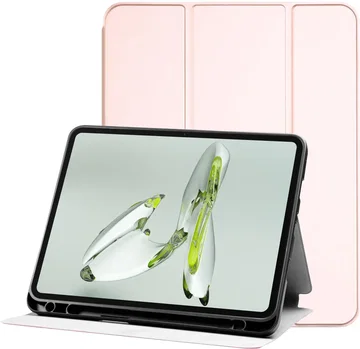 OnePlus Pad Go/Oppo Pad Neo/Air 2 Hoes Luxe Tri-Fold Book Case Kunst Leer Roze