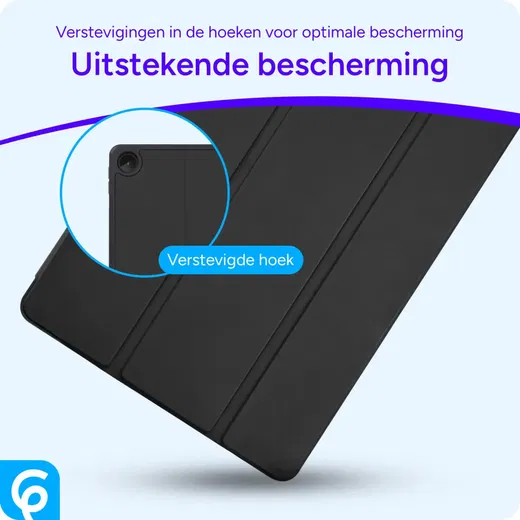 Lenovo Tab M10 Gen 3 Hoes Luxe Tri-Fold Book Case Kunst Leer Zwart afbeelding 2