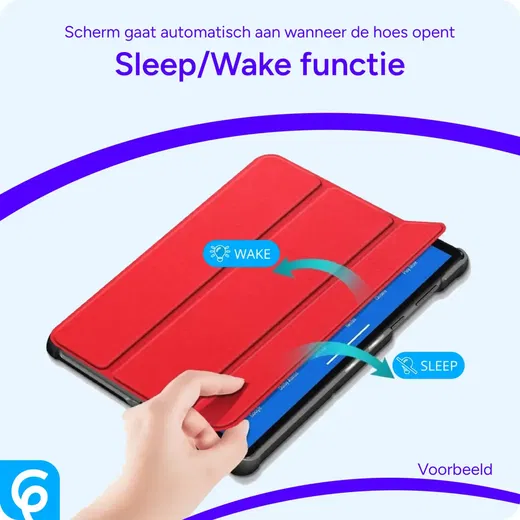 Lenovo Tab M10 Gen 3 Hoes Luxe Tri-Fold Book Case Kunst Leer Rood afbeelding 7