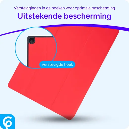 Lenovo Tab M10 Gen 3 Hoes Luxe Tri-Fold Book Case Kunst Leer Rood afbeelding 2