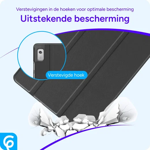 Lenovo Tab M11 Hoes Luxe Tri-Fold Book Case Kunst Leer Zwart afbeelding 2