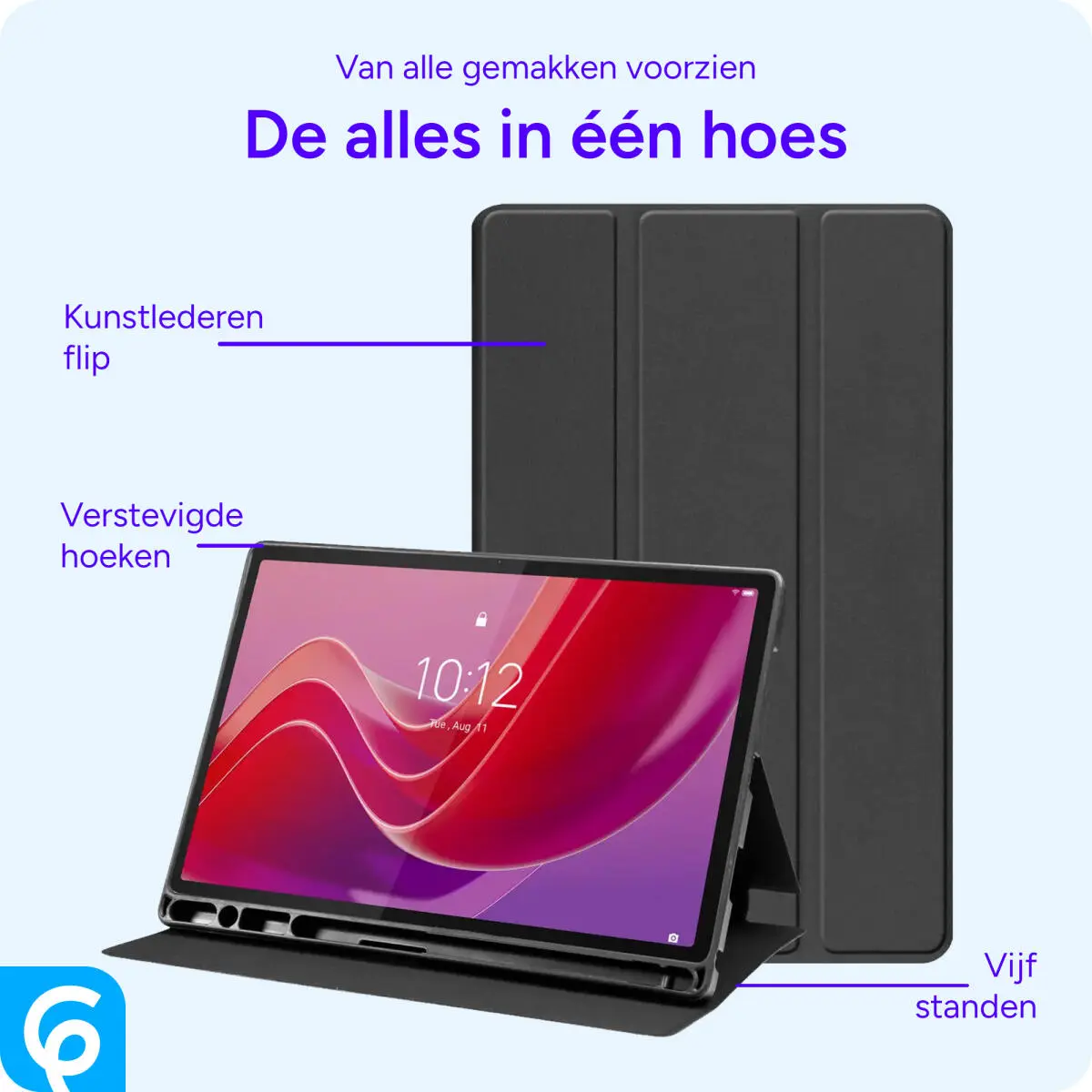 Lenovo Tab M11 Hoes Luxe Tri-Fold Book Case Kunst Leer Zwart afbeelding 5