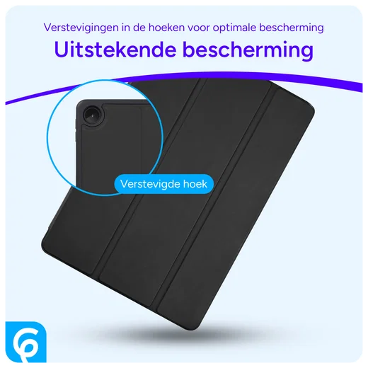 Lenovo Tab M10 HD Gen 2 Hoes Luxe Tri-Fold Book Case Kunst Leer Zwart afbeelding 2