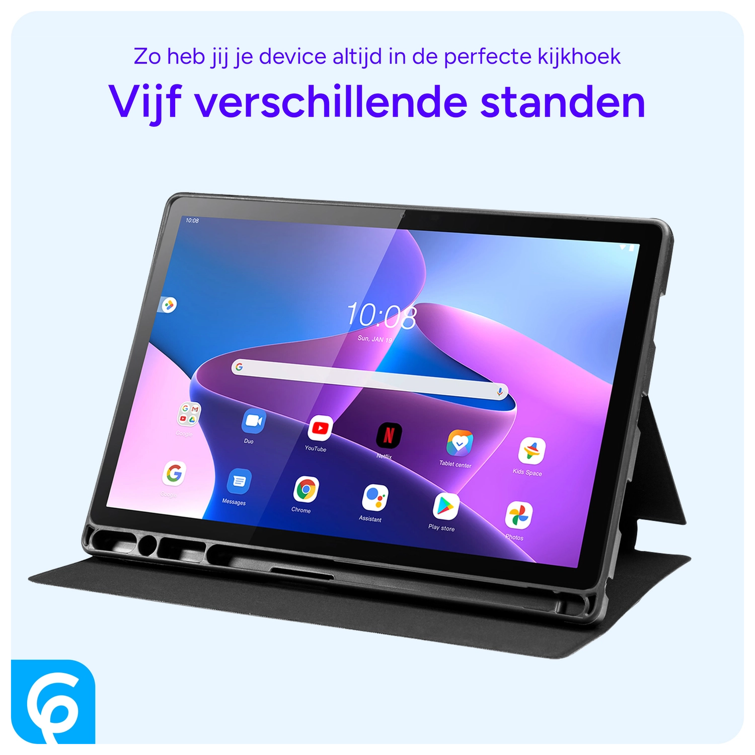 Lenovo Tab M10 HD Gen 2 Hoes Luxe Tri-Fold Book Case Kunst Leer Zwart afbeelding 4