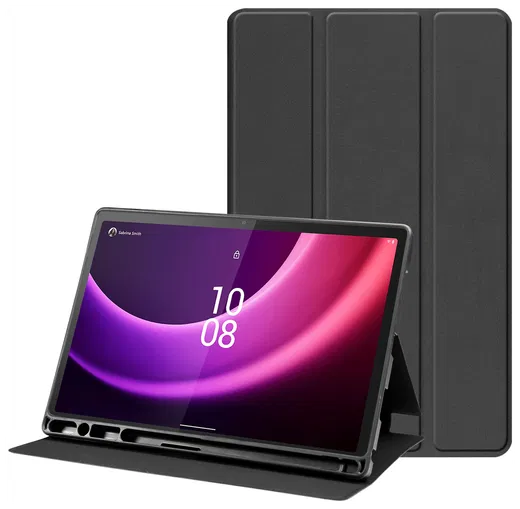 Lenovo Tab P11 Gen 2 Hoes Luxe Tri-Fold Book Case Kunst Leer Zwart afbeelding 1