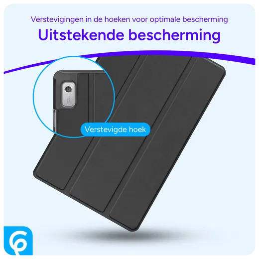 Lenovo Tab P11 Gen 2 Hoes Luxe Tri-Fold Book Case Kunst Leer Zwart afbeelding 2