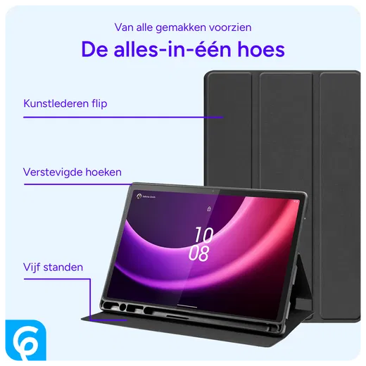 Lenovo Tab P11 Gen 2 Hoes Luxe Tri-Fold Book Case Kunst Leer Zwart afbeelding 4