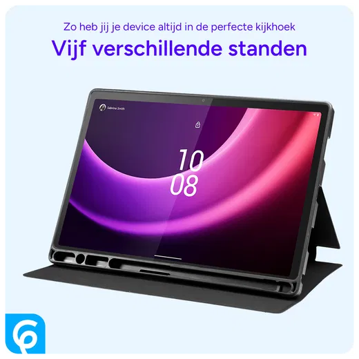 Lenovo Tab P11 Gen 2 Hoes Luxe Tri-Fold Book Case Kunst Leer Zwart afbeelding 5