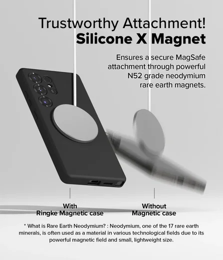 Ringke Silicone Samsung Galaxy S25 Ultra Hoesje MagSafe / Qi2 Back Cover Zwart afbeelding 5