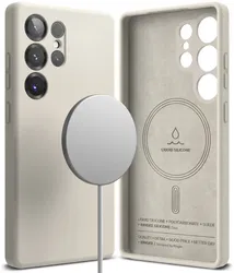 Ringke Silicone Samsung Galaxy S25 Ultra Hoesje MagSafe / Qi2 Back Cover Grijs afbeelding