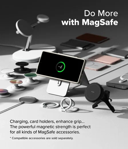 Ringke Silicone Samsung Galaxy S25 Ultra Hoesje MagSafe / Qi2 Back Cover Grijs afbeelding 4