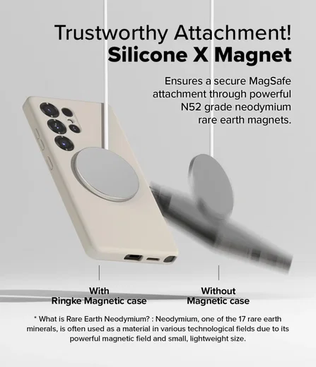 Ringke Silicone Samsung Galaxy S25 Ultra Hoesje MagSafe / Qi2 Back Cover Grijs afbeelding 5