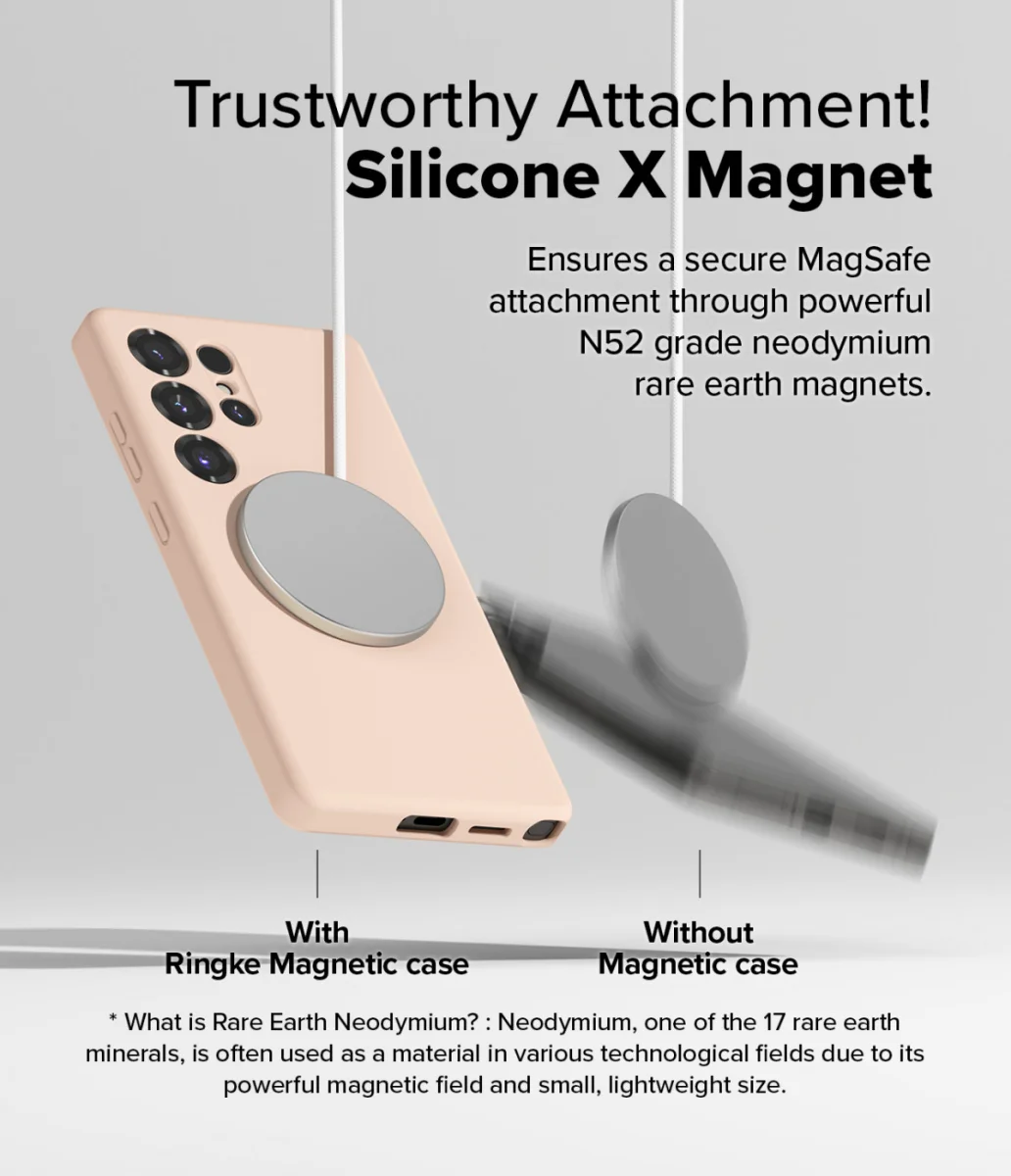 Ringke Silicone Samsung Galaxy S25 Ultra Hoesje MagSafe / Qi2 Back Cover Roze afbeelding 5