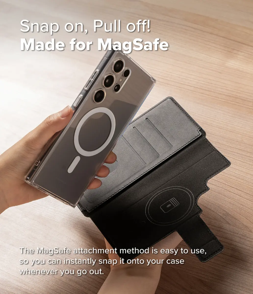 Ringke Folio Grip Wallet Magnetic Samsung Galaxy S25 Ultra Hoesje Zwart afbeelding 2