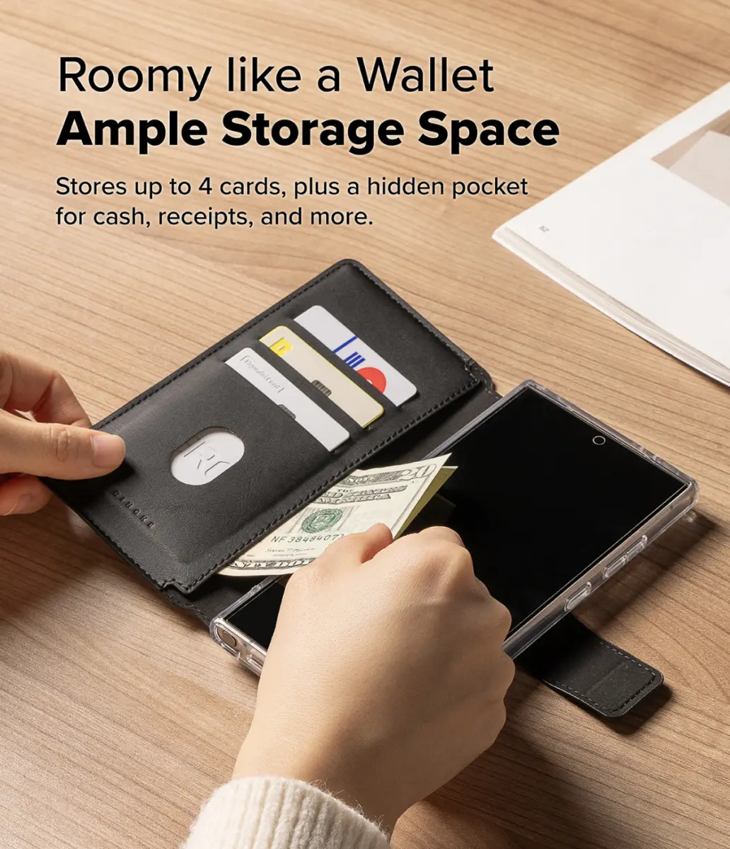 Ringke Folio Grip Wallet Magnetic Samsung Galaxy S25 Ultra Hoesje Zwart afbeelding 6
