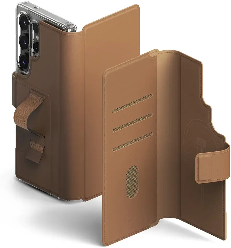 Ringke Folio Grip Wallet Magnetic Samsung Galaxy S25 Ultra Hoesje Bruin afbeelding 1