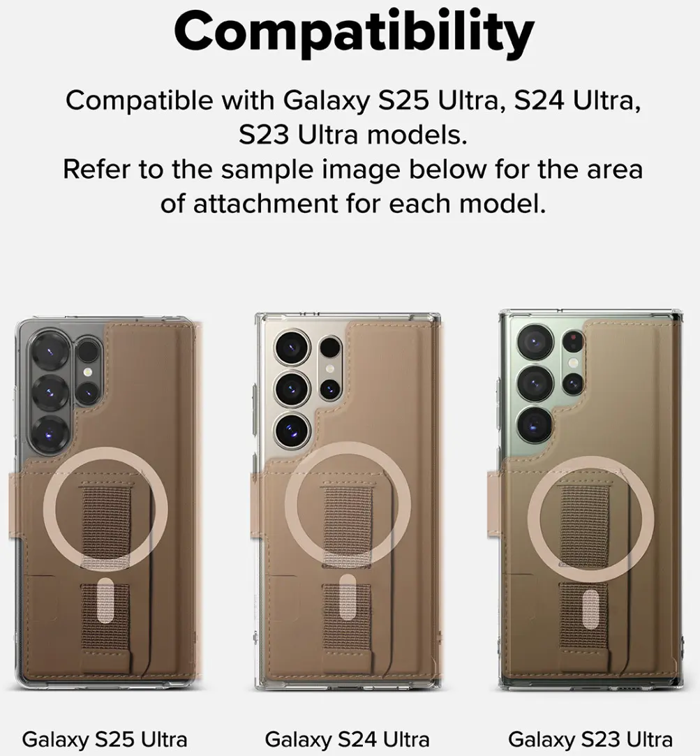 Ringke Folio Grip Wallet Magnetic Samsung Galaxy S25 Ultra Hoesje Bruin afbeelding 3