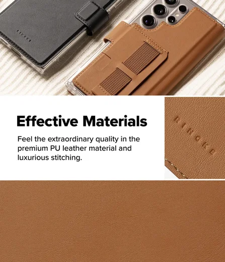 Ringke Folio Grip Wallet Magnetic Samsung Galaxy S25 Ultra Hoesje Bruin afbeelding 7