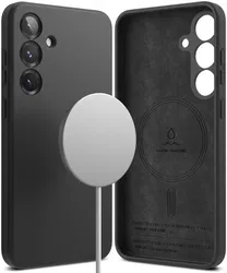 Ringke Silicone Samsung Galaxy S25 Plus Hoesje MagSafe / Qi2 Back Cover Zwart afbeelding
