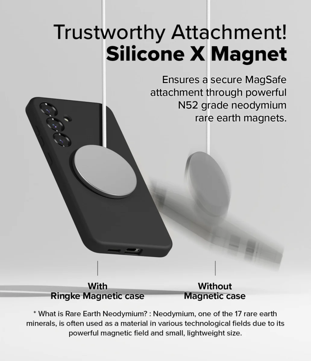 Ringke Silicone Samsung Galaxy S25 Plus Hoesje MagSafe / Qi2 Back Cover Zwart afbeelding 5
